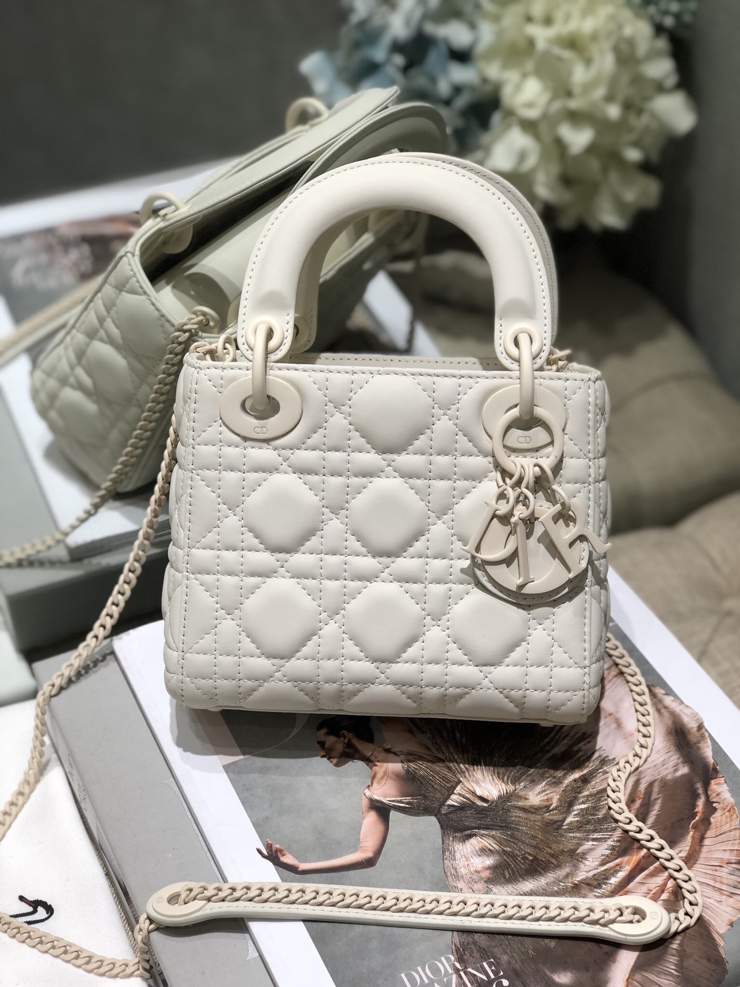 Mini Lady Dior Bag Latte Ultramatte Cannage Calfskin